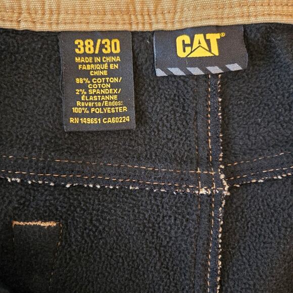 Caterpillar Men's Fleece Lined Canvas Pants Brown Canvas Size 38x30 - Picture 7 of 12